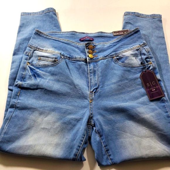 Silver Crush Premium Denim Jeans.  Size 14W.  #130 - Picture 1 of 10
